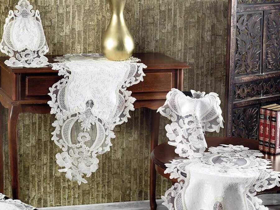 Eylul Velvet Cord 5 Piece Living Room Set Cream - Thumbnail