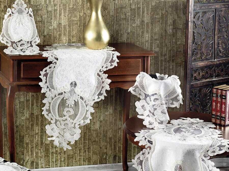 Eylul Velvet Cord 5 Piece Living Room Set Cream