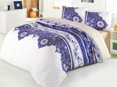 Çeyiz Diyarı - Ezolin Double Sleeping Set White Blue Çeyiz Diyarı - Ezolin Double Sleeping Set White Blue
