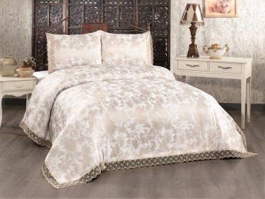Fairy Double Size Bedspread 230x250 cm with Pillowcase Cappucino - Thumbnail