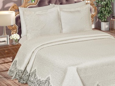 Farah Brocade Guipure Pique Set Cream - Thumbnail