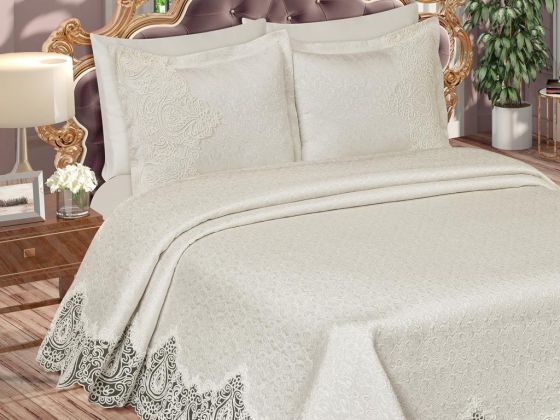 Farah Brocade Guipure Pique Set Cream