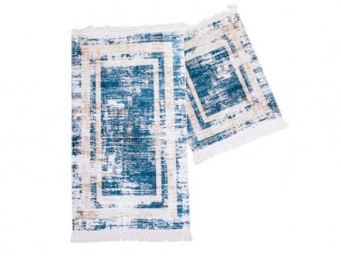 Çeyiz Diyarı - Farah Rectangle Bath Mat Set 2 Pcs Blue Çeyiz Diyarı - Farah Rectangle Bath Mat Set 2 Pcs Blue