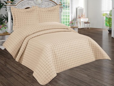 Festival Quilted Double Bedspread Cappucino - Thumbnail