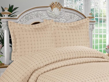 Festival Quilted Double Bedspread Cappucino - Thumbnail