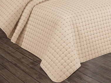 Festival Quilted Double Bedspread Cappucino - Thumbnail