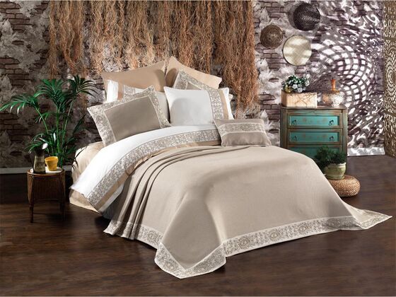 Fethiye Double Duvet Cover Bedspread Beige