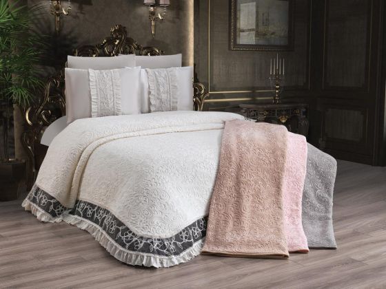 Firuze French Guipure Blanket Set Cream