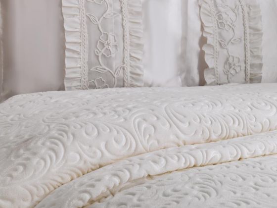 Firuze French Guipure Blanket Set Cream