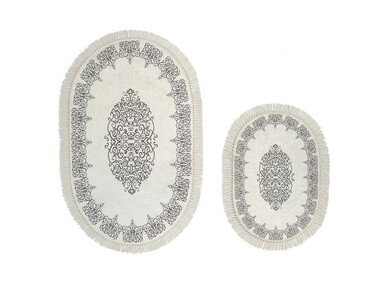 Firuze Oval Bath Mat Set 2 Pcs - Thumbnail