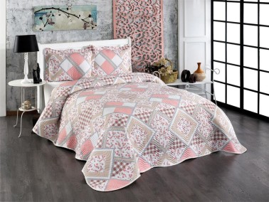 Çeyiz Diyarı - Florence Printed Quilted Double Bedspread Pink Çeyiz Diyarı - Florence Printed Quilted Double Bedspread Pink