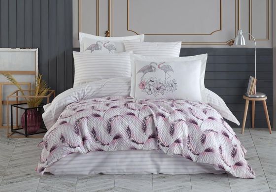 Florina Double Quilted Duvet Cover Set Plum