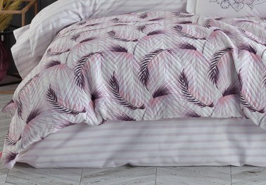 Florina Double Quilted Duvet Cover Set Plum - Thumbnail