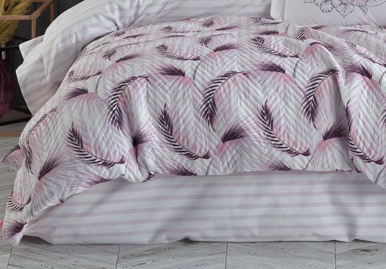 Florina Double Quilted Duvet Cover Set Plum