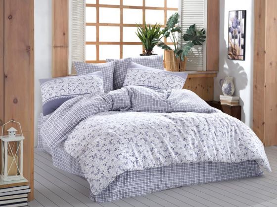 Flower Single Duvet Cover Set Blue