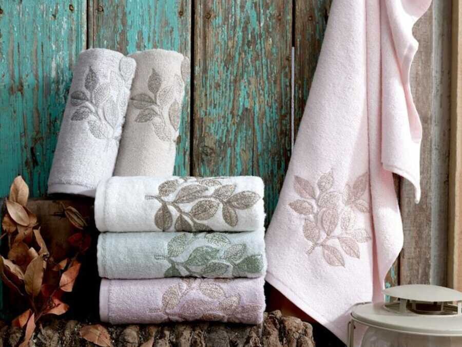 Flowers Leaf Velvet 3-Piece Hand Face Towel - Thumbnail