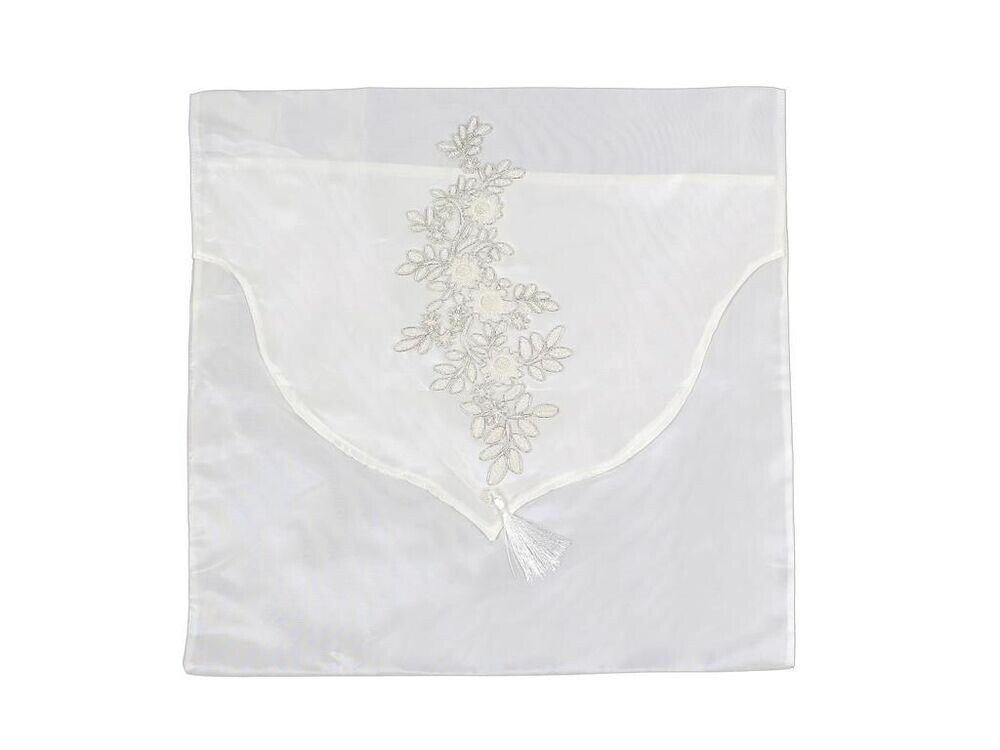 Flowers Satin Envelope Pack Cream Silver - Thumbnail