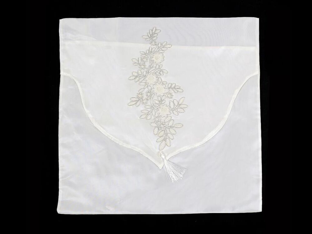 Flowers Satin Envelope Pack Cream Silver - Thumbnail