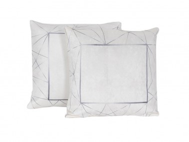 Frame Velvet Cushion's Cover 2 PCS - White Gray - Thumbnail