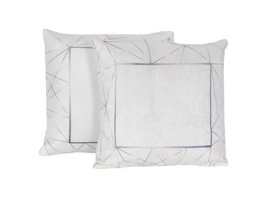Frame Velvet Cushion's Cover 2 PCS - White Gray