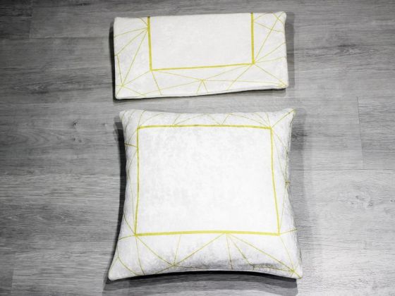 Frame Velvet 2-Piece Cushion's Cover - Cream Gold