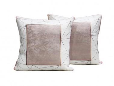 Frame 2 Pcs Velvet Pillow Cover Cream-Brown - Thumbnail