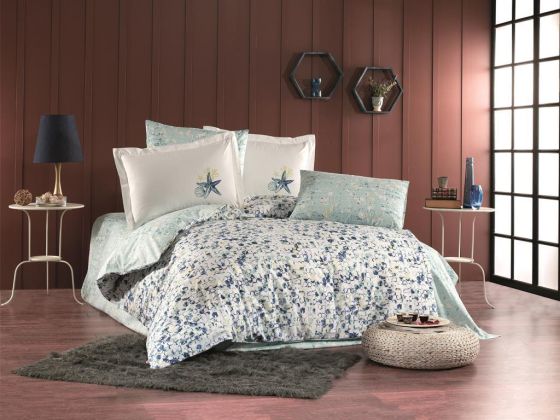 Frame Single Duvet Cover Set Navy Blue