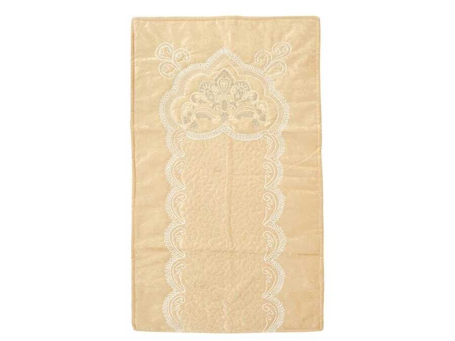 Dowry World - French Appliqué Ruby Lux Velvet Prayer Rug Cappucino Dowry World - French Appliqué Ruby Lux Velvet Prayer Rug Cappucino