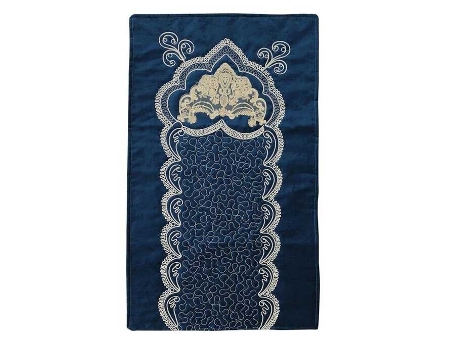 Dowry World - French Appliqué Ruby Lux Velvet Prayer Rug Oil Dowry World - French Appliqué Ruby Lux Velvet Prayer Rug Oil