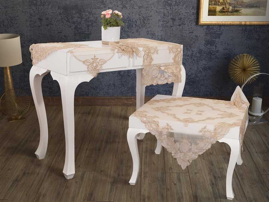 Dowry World - French Crown Living Room Set 16 Pieces Cappucino