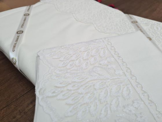 French Lace Arduç Dowry Duvet Cover Set Cream