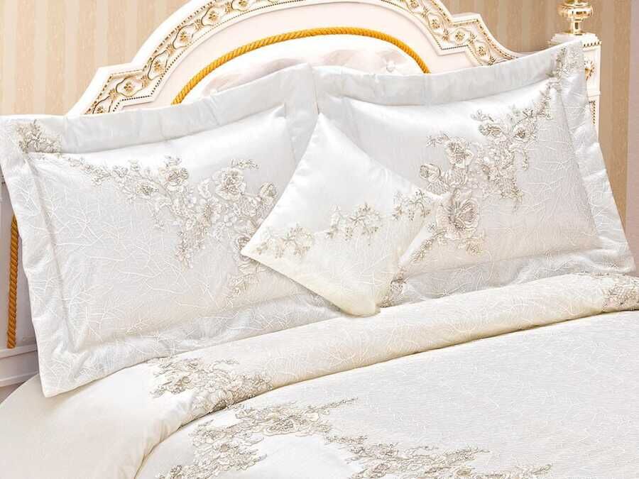  Destan French Lace Double Bedspread Cream