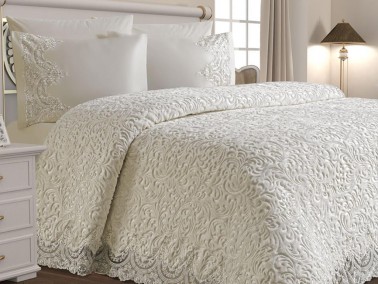 Çeyiz Diyarı - French Lace Ebrar Blanket Set Cream Çeyiz Diyarı - French Lace Ebrar Blanket Set Cream