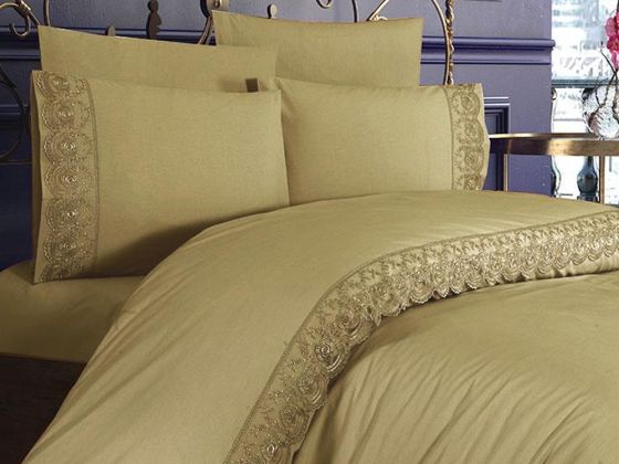 
French Lacy Kure Luxury Dowry Duvet Cover Set Cappucino