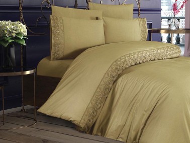 
French Lacy Kure Luxury Dowry Duvet Cover Set Cappucino - Thumbnail