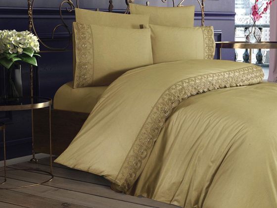 
French Lacy Kure Luxury Dowry Duvet Cover Set Cappucino