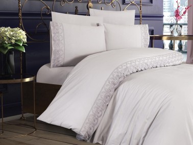 French Lace Kure Dowry Duvet Cover Set Gray - Thumbnail