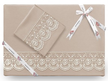 Dowry World - French Lace Kure Single Duvet Cover Set 4 Pieces Cappucino Dowry World - French Lace Kure Single Duvet Cover Set 4 Pieces Cappucino