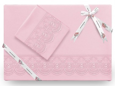 Dowry World - French Lace Kure Single Duvet Cover Set 4 Pieces Powder Dowry World - French Lace Kure Single Duvet Cover Set 4 Pieces Powder