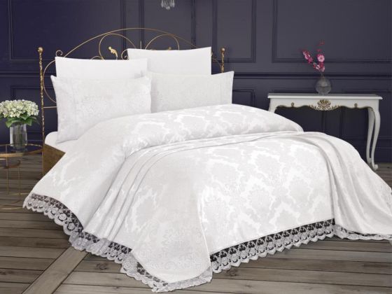 Kure French Lace Single Bedspread Cream