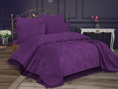 Çeyiz Diyarı - Kure French Lace Single Bedspread Plum Çeyiz Diyarı - Kure French Lace Single Bedspread Plum