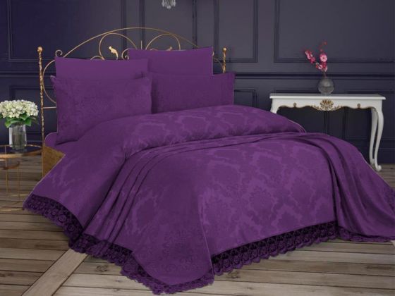 Kure French Lace Single Bedspread Plum