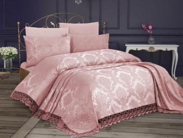 Çeyiz Diyarı - Kure French Lace Single Bedspread Powder Çeyiz Diyarı - Kure French Lace Single Bedspread Powder