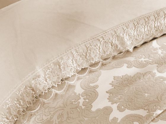 French Lace Lalezar Bridal Set 7 Piece Cappucino