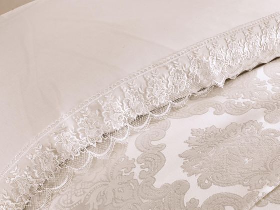 
French Lace Lalezar Bridal Set 7 Piece Cream