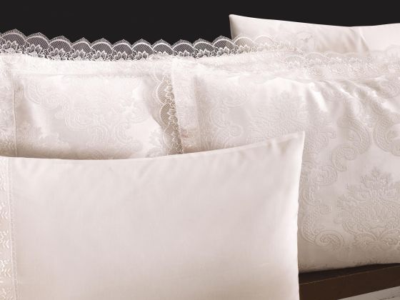 
French Lace Lalezar Bridal Set 7 Piece Cream