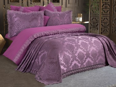 French Lace Lalezar Bridal Set 7 Piece Plum - Thumbnail