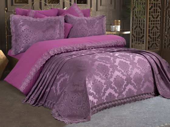 French Lace Lalezar Bridal Set 7 Piece Plum