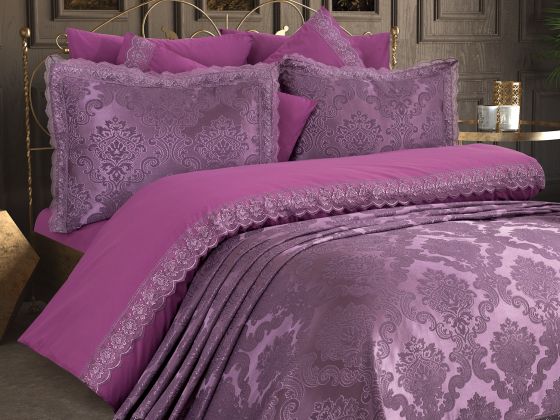 French Lace Lalezar Bridal Set 7 Piece Plum