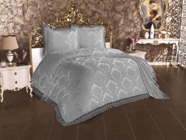 Dowry World - French Lace Lalezar Bedspread - Gray Dowry World - French Lace Lalezar Bedspread - Gray